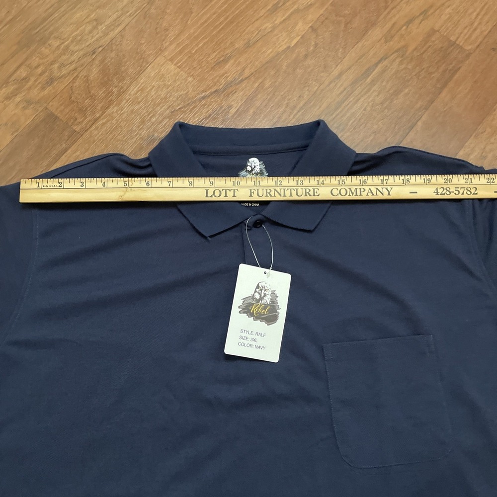 Rebel Ralf Mens Navy Blue Short Sleeve Pique Polo Shirt 3XL NWT CA50382 - Picture 4 of 6